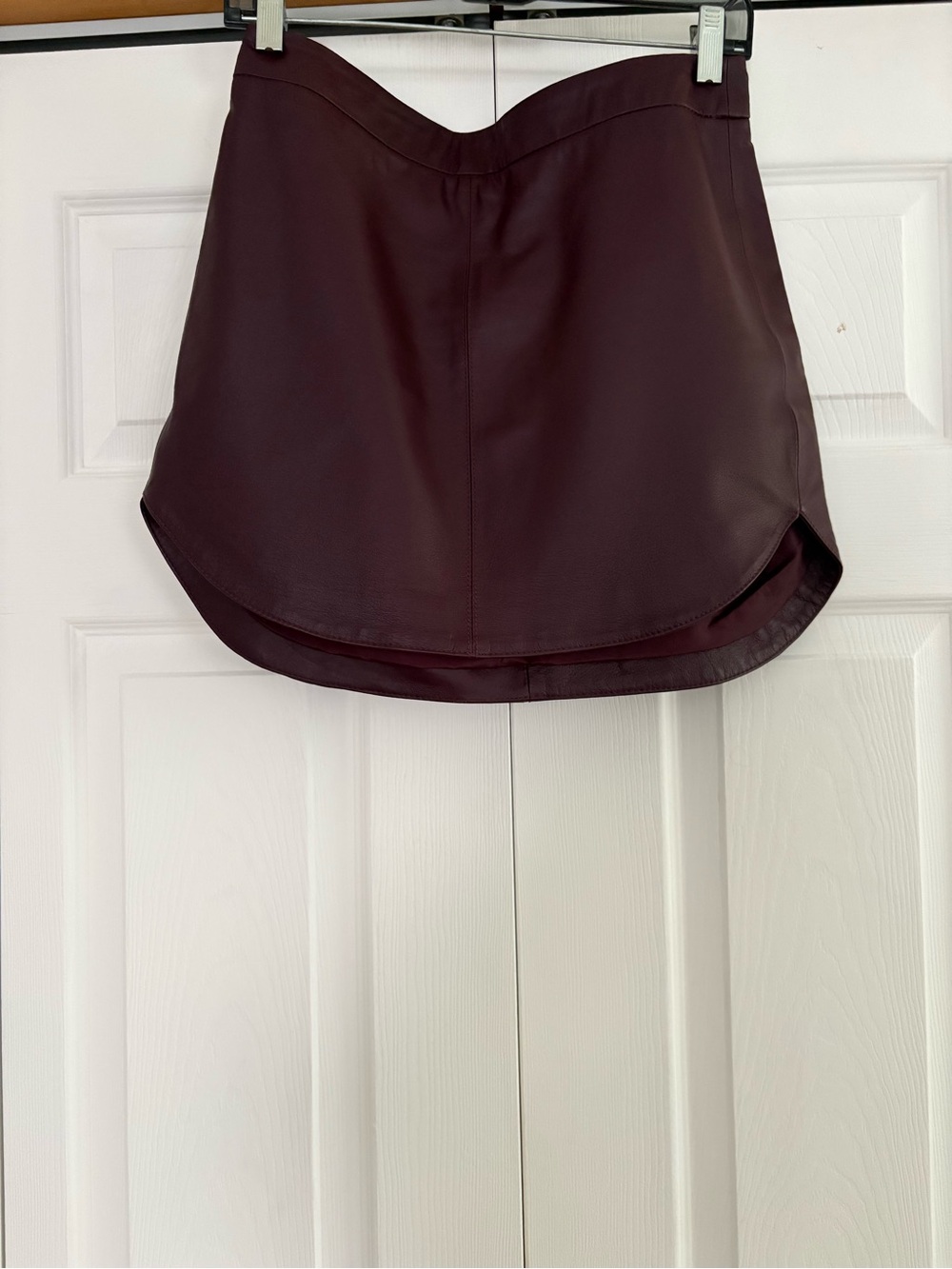 Women's genuine Leather Maroon Skirt
